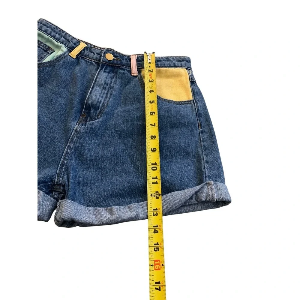 Princess Polly Denim Shorts‎ Women Size 6 Blue Colorblock Pastel Retro Kidcore
